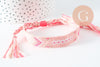 Bracelet brésilien tissé réglable rose /rose clair 15mm, x1 (G9559)