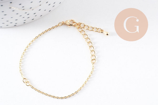 Bracelet chaine dorée forçat 16K 0.5microns 1.8mm/17cm, x1 (G5340)