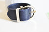 Bracelet cuir marine réglable boucle dorée 25.5mm, x1 (G2494)