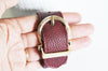 Bracelet cuir rouge bordeaux réglable boucle dorée 25.5mm, x1 (G4791)