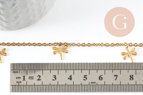 Bracelet de cheville croix coeurs acier inoxydable 304 doré 27-37cm, x1 (G7110)