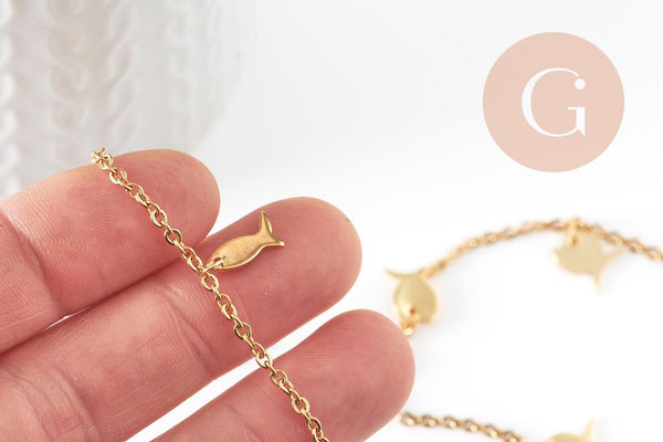 Bracelet de cheville croix coeurs acier inoxydable 304 doré 27-37cm, x1 (G7110)