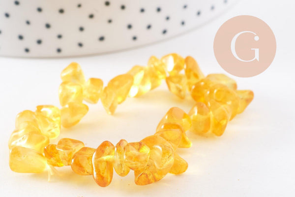 Bracelet élastique chips citrine naturelle chauffee 50mm, x1 (G5667)