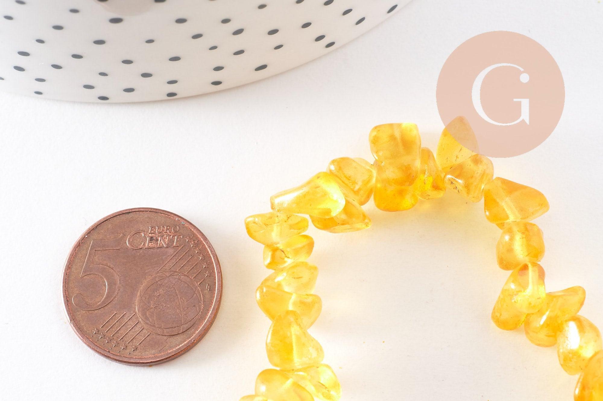 Bracelet élastique chips citrine naturelle chauffee 50mm, x1 (G5667)