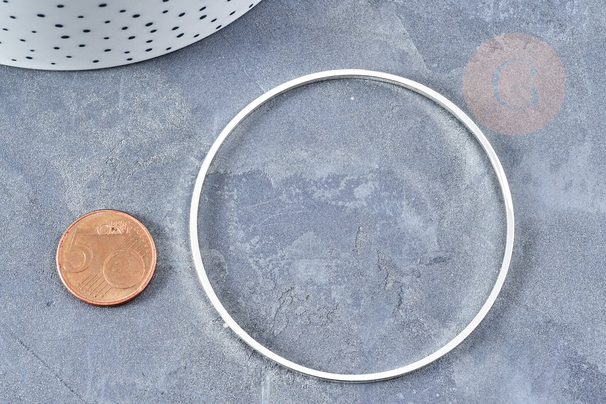 Bracelet jonc laiton Plaqué argent 925 | 70mm, x1 (G8351)