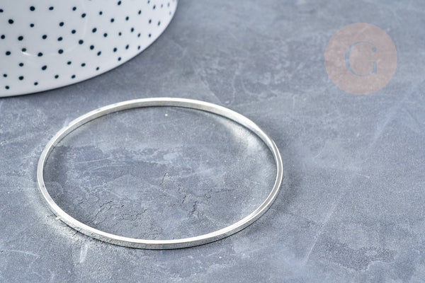 Bracelet jonc laiton Plaqué argent 925, 70mm, x1 (G8351)