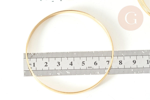 Bracelet jonc lisse 5.5mm acier 304 inoxydable doré 68mm, bracelet sans nickel, x1 (G7737)