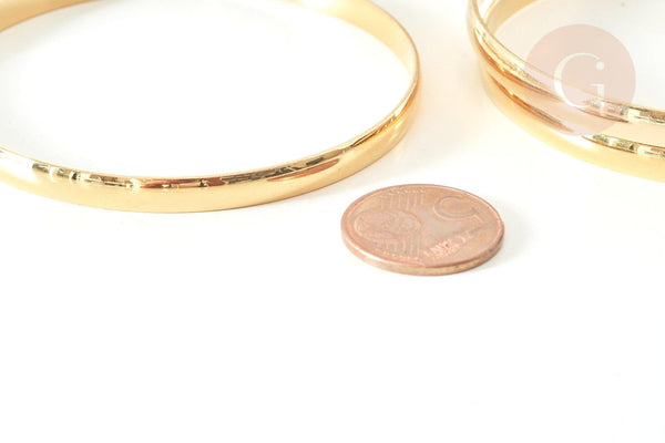 Bracelet jonc lisse 5.5mm acier 304 inoxydable doré 68mm, bracelet sans nickel, x1 (G7737)