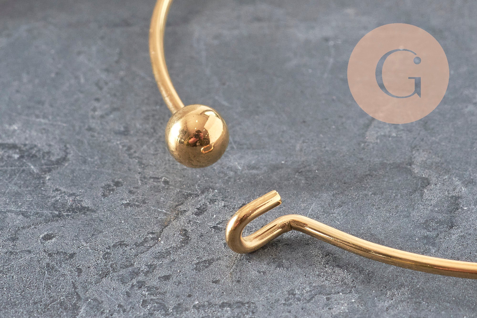 Pulsera esclava lisa bola acero inoxidable 304 dorado 62mm, x1 (G11264)