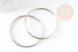 Bracelet jonc lisse rond 3mm acier 304 inoxydable platine 65mm,(Légères traces à la jointure) x1 (G9259)