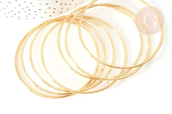 Bracelet jonc lisse rond acier 304 inoxydable doré 70mm, x1 (G7733)