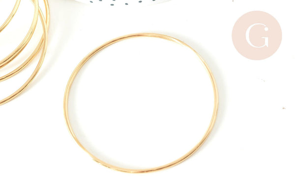 Bracelet jonc lisse rond acier 304 inoxydable doré 70mm, x1 (G7733)
