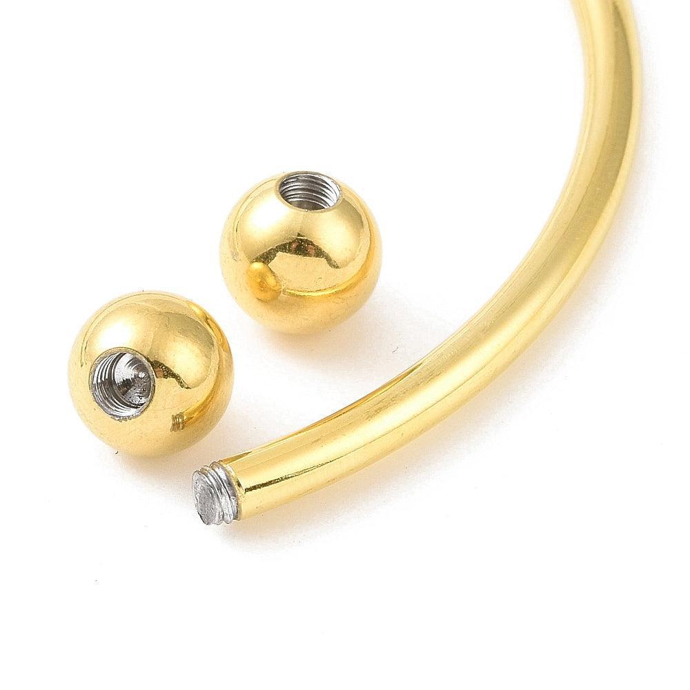 Bracelet jonc ouvert finition boule 2mm acier 304 inoxydable doré 60mm, x1 (G10311)