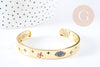 Bracelet jonc réglable doré 16k zircons oeil protecteur 60x48mm, x1 (G4258)