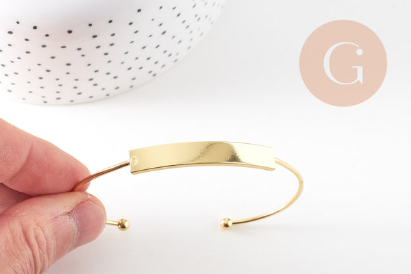 Bracelet jonc réglable laiton doré 18K 64mm, x1 (G1241)