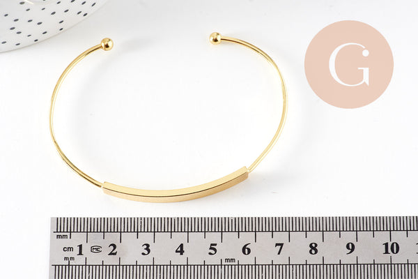 Bracelet jonc réglable laiton doré 18K 64mm, x1 (G1241)