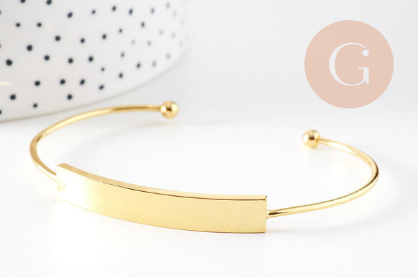 Bracelet jonc réglable laiton doré 18K 64mm, x1 (G1241)