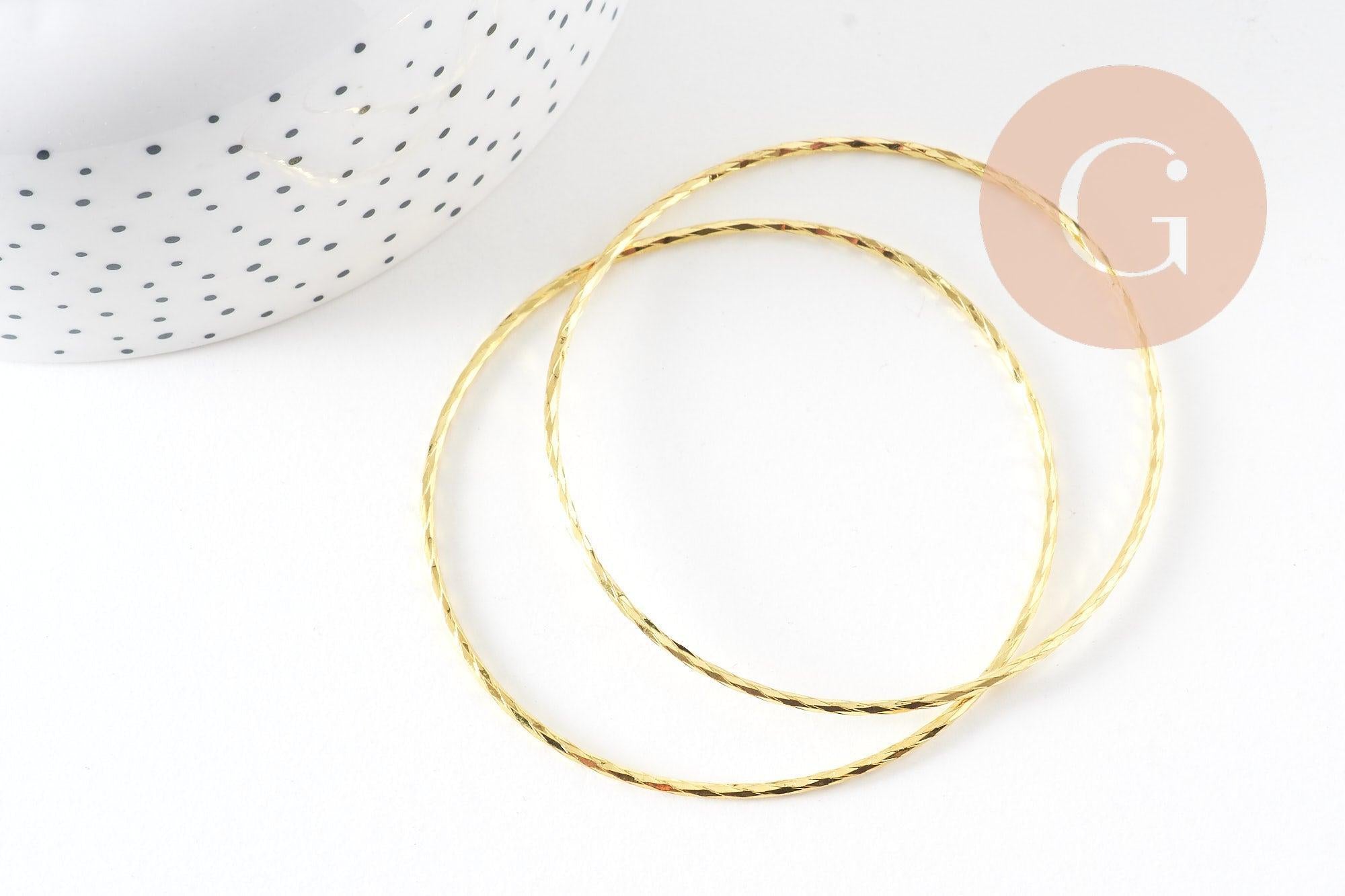Bracelet jonc strié laiton doré 62mm, x1 (G3962)
