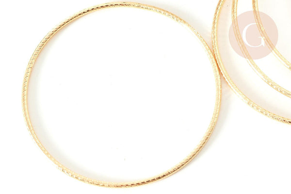 Bracelet jonc texturé rond acier 304 inoxydable doré 68mm, x1 (G7735)