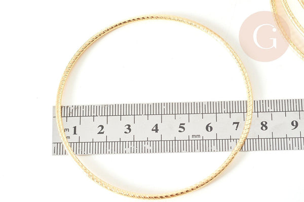 Bracelet jonc texturé rond acier 304 inoxydable doré 68mm, x1 (G7735)