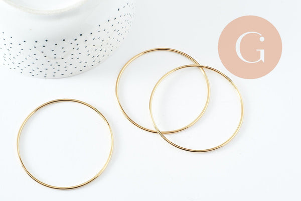 Bracelet jonc tibétain 2mm acier doré 66mm x1 (G9801)