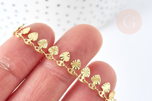 Bracelet laiton doré maille fantaisie pastille 17.5cm, x1 (G8080)