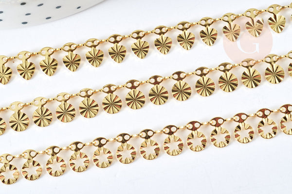 Bracelet laiton doré maille fantaisie pastille 17.5cm, x1 (G8080)