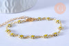 Bracelet laiton et marguerite émaillée, bracelet doré reglable, laiton doré,sans nickel,18.9cm, x1 G4855