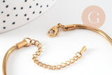 Bracelet maille chaine serpent avec extension en acier 304 inoxydable 20cm, largeur 2.5mm, x1 (G4907)