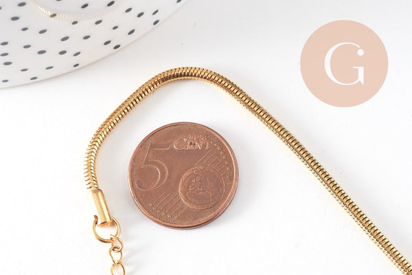 Bracelet maille chaine serpent avec extension en acier 304 inoxydable 20cm, largeur 2.5mm, x1 (G4907)