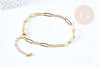 Bracelet maille rectangle trombone acier inoxydable 304 doré 14k 19cm, x1 (G8715)