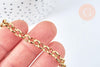 Bracelet maille rollo acier inoxydable 304 doré 14k, 1.5mm, 20.5cm, x1 (G6893)
