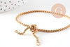 Bracelet maille rollo réglable fermoir coulissant acier inoxydable 304 doré 14k 24cm, x1 (G0188)