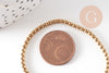 Bracelet maille rollo réglable fermoir coulissant acier inoxydable 304 doré 14k 24cm, x1 (G0188)