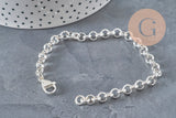 Pulsera de malla rolo de acero inoxidable 304 plateado de 6 mm, 19,1 cm, x1 (G11200)