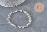 Pulsera de malla rolo de acero inoxidable 304 plateado de 6 mm, 19,1 cm, x1 (G11200)