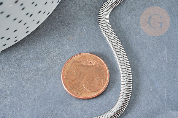 Bracelet maille serpent acier inoxydable platine, x1 (G8178)