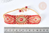 Bracelet manchette Réglable oeil protecteur cordon nylon perles rocailles tissées rouge 28cm, bijou chance à offrir, bracelet amitié, x1 (G7635)