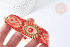 Bracelet manchette Réglable oeil protecteur cordon nylon perles rocailles tissées rouge 28cm, bijou chance à offrir, bracelet amitié, x1 (G7635)