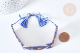 Bracelet manchette Réglable oeil protecteur perles rocailles tissées bleu 28cm, x1 (G7684)