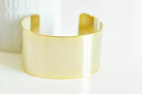 Bracelet manchette XXL réglable laiton doré 16k 40mm, x1 (G1329)