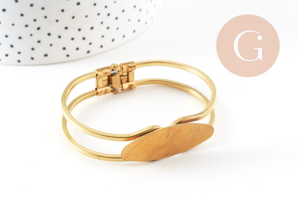 Bracelet manchette ressort laiton brut 47x60mm, x1 (G2710)