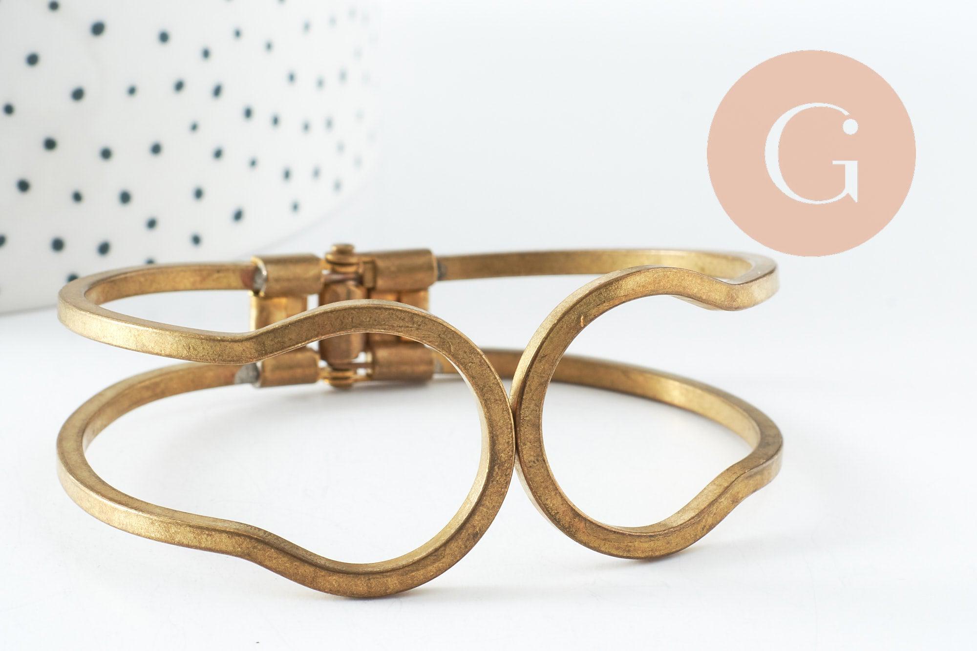 Bracelet manchette ressort laiton brut 60mm, x1 (G1148)