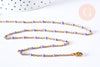 Bracelet ou collier acier doré 14k résine lilas 1.5mm-20.5cm, x1 (G3598)