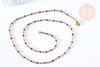 Bracelet ou collier acier doré 14k résine violet 1.5mm-20.5cm, x1 (G3601)