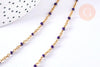 Bracelet ou collier acier doré 14k résine violet 1.5mm-20.5cm, x1 (G3601)