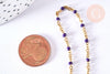 Bracelet ou collier acier doré 14k résine violet 1.5mm-20.5cm, x1 (G3601)