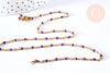 Bracelet ou collier acier doré 14k résine violet 1.5mm-20.5cm, x1 (G3601)
