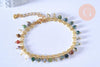 Bracelet perle agate naturelle réglable laiton doré 14k 18cm, x1 (G5803)