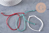 Bracelet réglable cordon polyester blanc vert rouge 1-17cm, x1 (G10828)